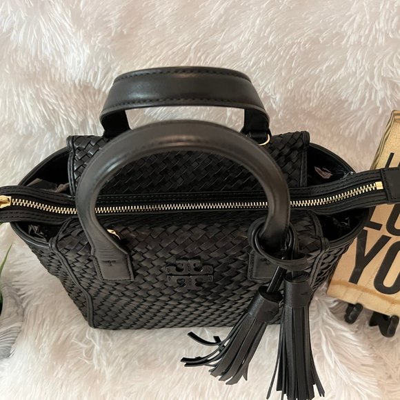 🎉HPx2🎉Tory Burch Thea Woven Mini Leather Slouchy Satchel - LIKE NEW! - Picture 8 of 16